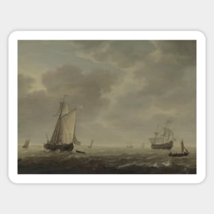 A Dutch Man-of-War and Various Vessels in a Breeze by Simon de Vlieger Sticker